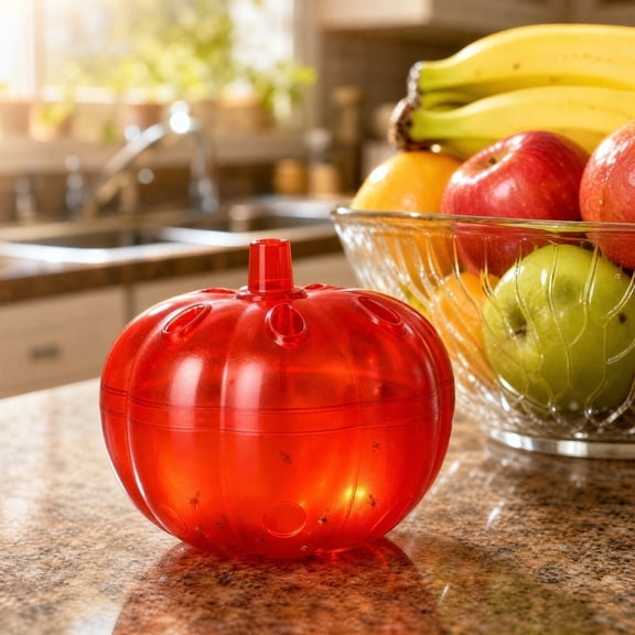 Fruit Fly Trap 2-Pack Indoor Pest Control, Adorable Pumpkin Shape Fly Traps with Food Lure, Portable Fruit Fly Killer for Kitchen, Dining and Domestic Indoor Spaces