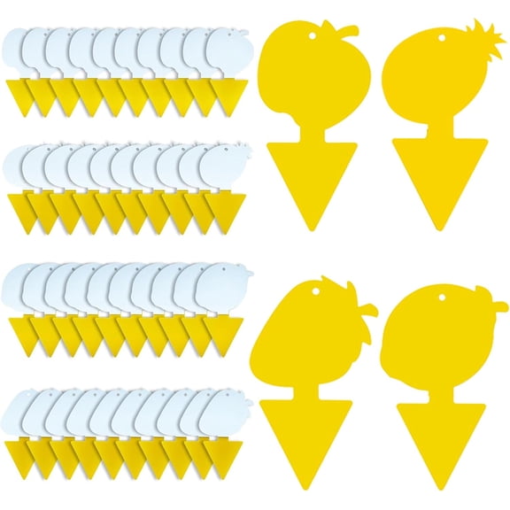 Fruit Fly Trap & Fungus Gnat Traps 40 Pack Yellow Sticky Gnat Traps for House Indoor & Outdoor Plants, Non-Toxic and Odorless Insect Bug Catcher