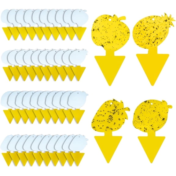 Fruit Fly Trap & Fungus Gnat Traps 40 Pack Yellow Sticky Gnat Traps for House Indoor & Outdoor Plants, Non-Toxic and Odorless Insect Bug Catcher