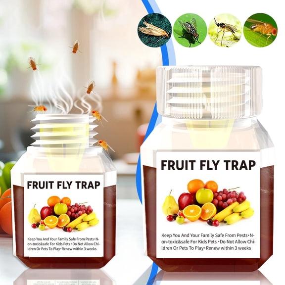 Fruit Fly Trap, Highly Effective Fruit Fly Bait for Home & Kitchen, Suitable for Indoor Use, Kitchen Countertops, and Home Environments, Non-toxic, White