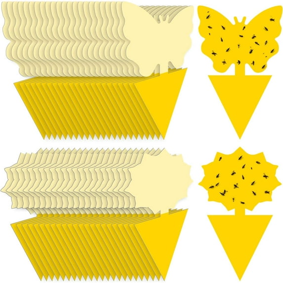 Fruit Fly Traps Indoor Fungus Gnat Trap 48PCS for Plants Yellow Houseplants Outdoor Use Insect Sticky