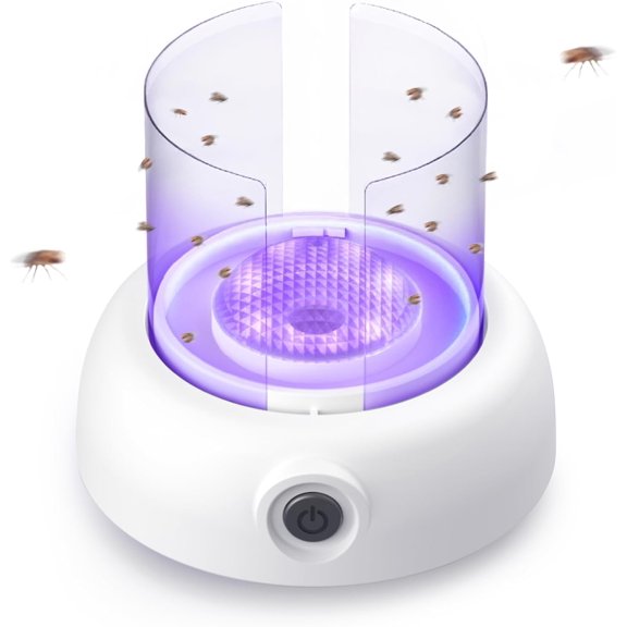 Fruit Fly Traps for Indoors Gnat Trap Lamp, Double Side Sticky Paper 360 Attraction for Fruit Fly, Gnats 9 Refills + 1 Starter Kit (Dutch White)