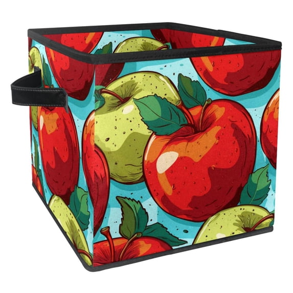 Fruit Foldable Toy Box Storage Cubes Storage Basket with Handle, 10.8"x10.5"x10.6", Large Capacity