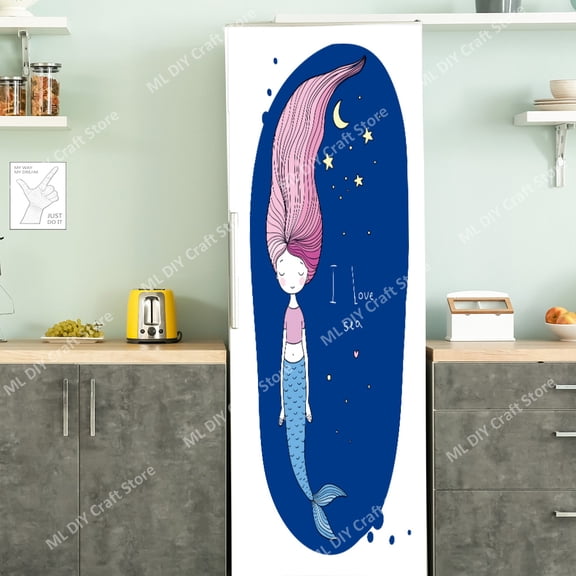 Fruit Food Self Adhesive Film Door Vinyl Kitchen Fridge Cover Stickers Refrigerator Freeze Peel Pizz