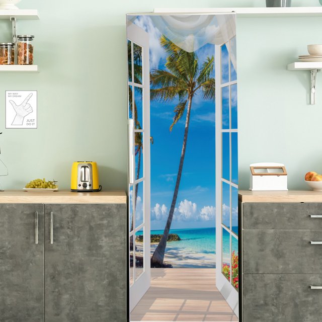 Fruit Food Self Adhesive Film Door Vinyl Kitchen Fridge Cover Stickers