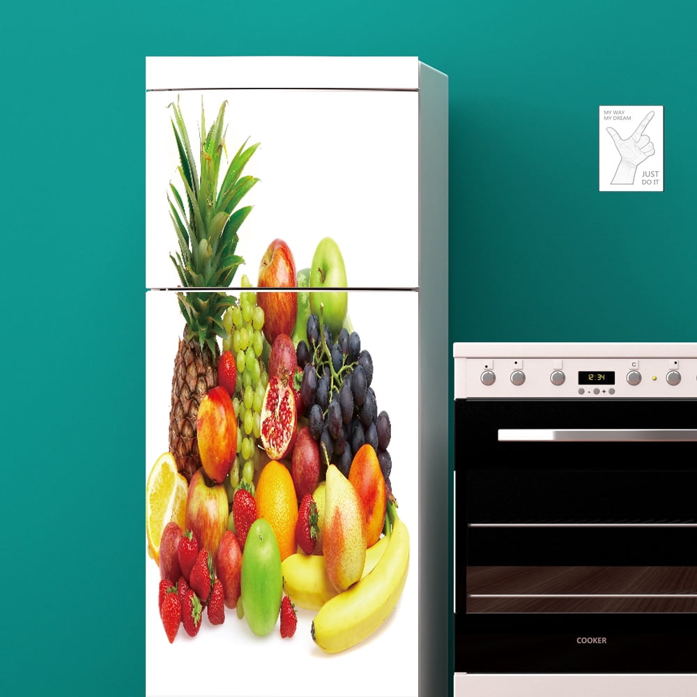 Fruit Food Self Adhesive Film Door Vinyl Kitchen Fridge Cover Stickers