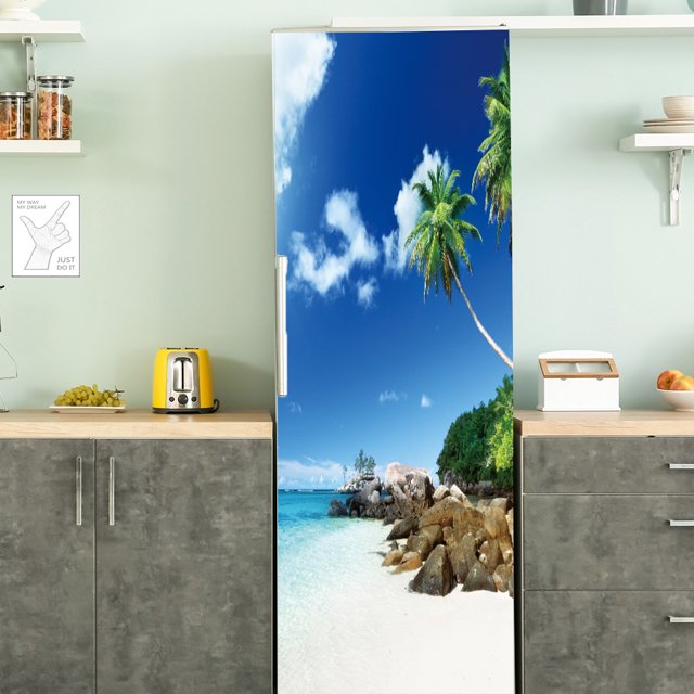 Fruit Food Self Adhesive Film Door Vinyl Kitchen Fridge Cover Stickers