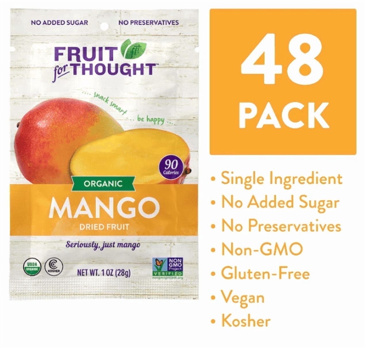 Fruit For Thought Organic Dried Mango 1oz Bags, Pack of 48