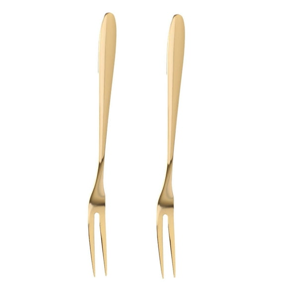 Fruit Fork Metal Appetizer Picks Salad Serving Utensils 2 Pcs Tableware Stainless Steel Flatware Cakes
