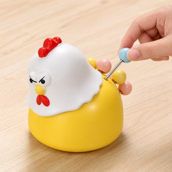 Fruit Fork Set, Cute Office Decor, Bird Decor for Home, Chicken Kitchen Decor, Angry Styling Yellow Chicken Shaped Creative Desktop Ornament 4.5X4.5X4 In, Multi-Functional Pick
