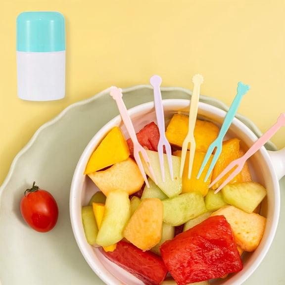 Fruit Fork Set - Plastic Two-Prong Mini Dessert and Snack Fork, Reusable Appetizer and Cake Skewer for Fruit, Small Party Serving Fork, 1 Pack