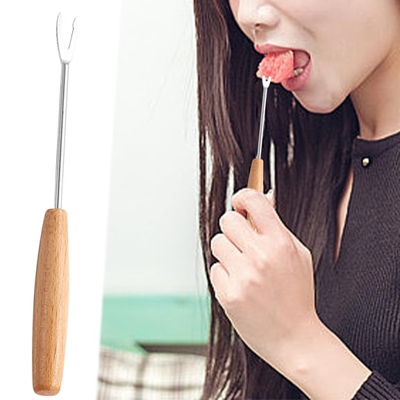 Fruit Fork Stainless Steel With Wooden Handle, Dessert Fork Appetizer Fork, Small Serving Fork Kitchen Tableware, Reusable Fruit Fork For Cake Snack Dessert Serving Utensil