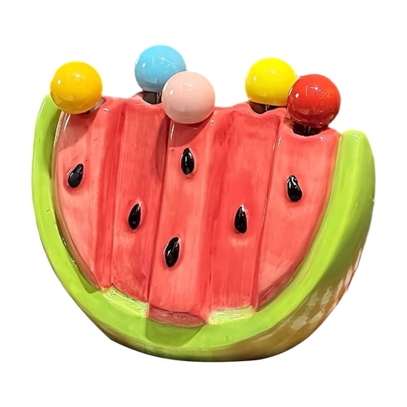 Fruit Forks, Ceramic Dessert Forks, Watermelon Scratcher Picks, Stainless Steel Tines, Decorative Utensils For Fruit, Snacks, Party Platter 4.53X3.94X2.56In 0.66Lb 6Pcs