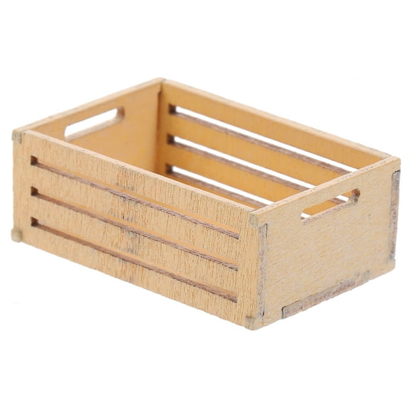 Mini Wooden Fruit Basket Organizer Frame Small Storage Hamper for Model Display and Decorative House Accessories