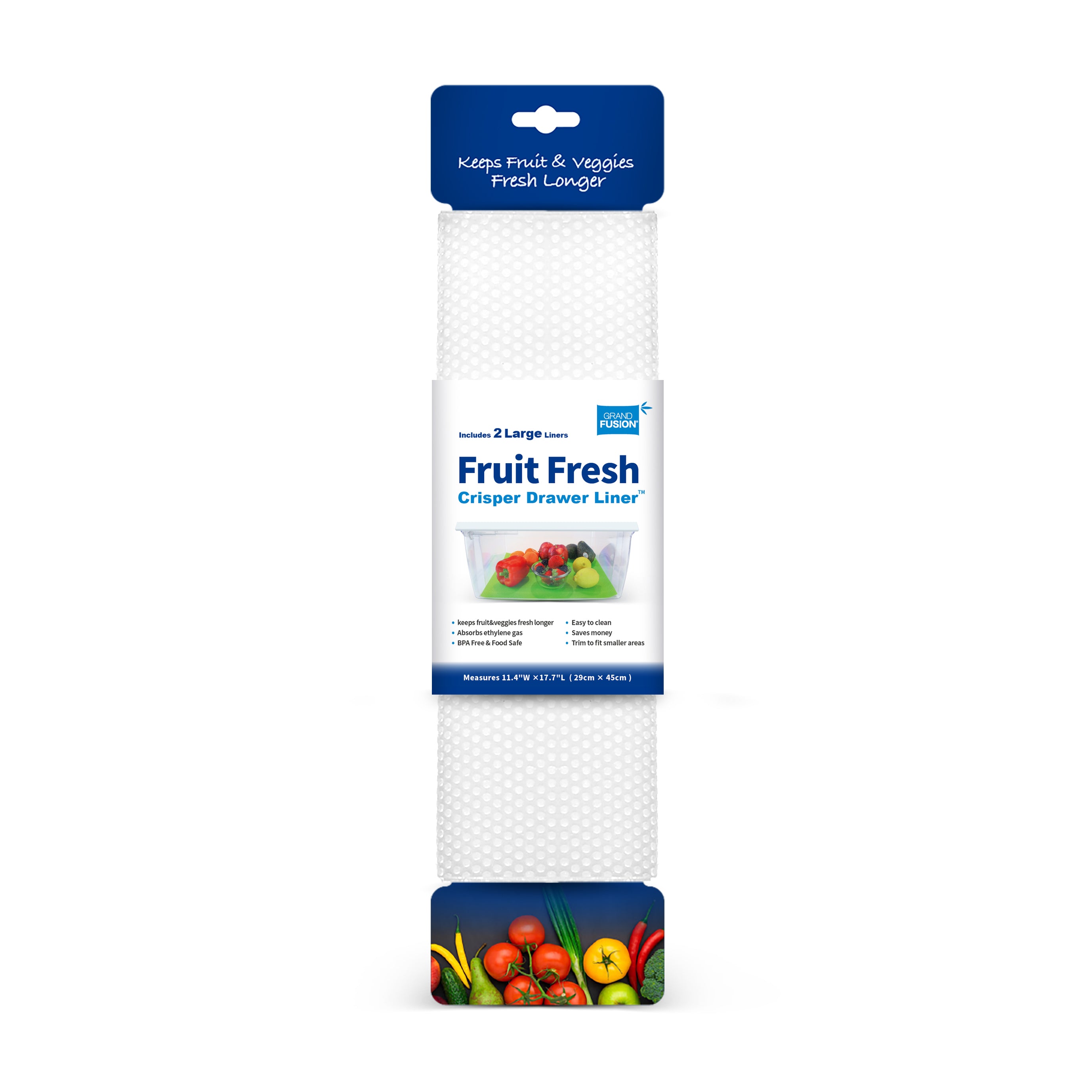 Fruit Fresh Refrigerator Crisper Drawer Liner 2 pk, Keeps Fruit and