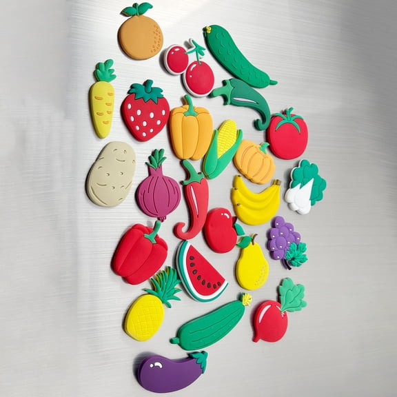 Fruit Fridge Magnets Vegetable Refrigerator Magnets Fruit Whiteboard Magnetic Stickers for Home Decoration 24 Pieces