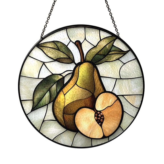 Fruit Garden Stained Glass Suncatcher for Window Decor, Pear Citrus Theme Gift