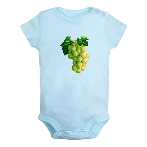 Fruit Grape Image Print Rompers For Babies, Newborn Baby Unisex Bodysuits, Infant Jumpsuits, Toddler 0-24 Months Kids One-Piece Oufits (Blue, 0-6 Months)