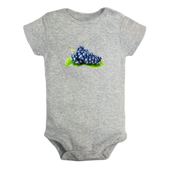 Fruit Grape Image Print Rompers For Babies, Newborn Baby Unisex Bodysuits, Infant Jumpsuits, Toddler 0-24 Months Kids One-Piece Oufits (Gray, 12-18 Months)