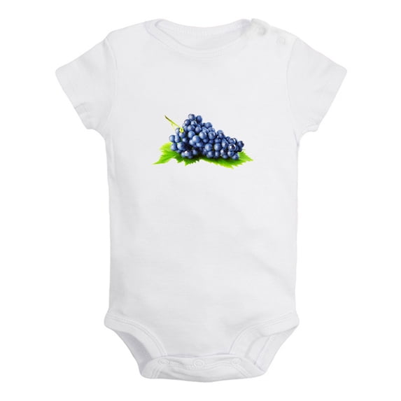 Fruit Grape Image Print Rompers For Babies, Newborn Baby Unisex Bodysuits, Infant Jumpsuits, Toddler 0-24 Months Kids One-Piece Oufits (White, 12-18 Months)