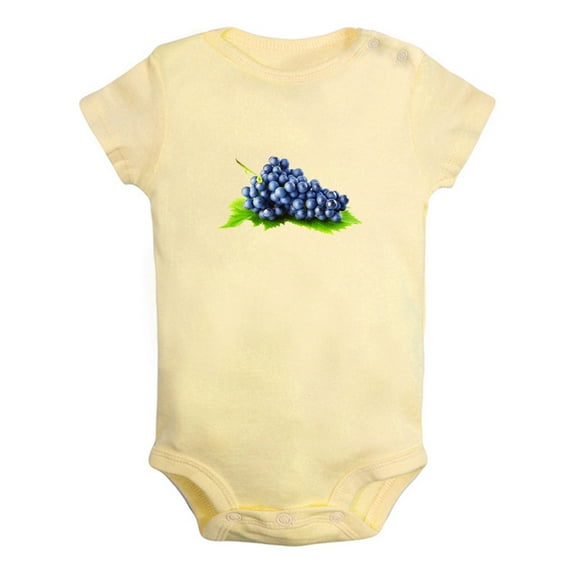 Fruit Grape Image Print Rompers For Babies, Newborn Baby Unisex Bodysuits, Infant Jumpsuits, Toddler 0-24 Months Kids One-Piece Oufits (Yellow, 0-6 Months)