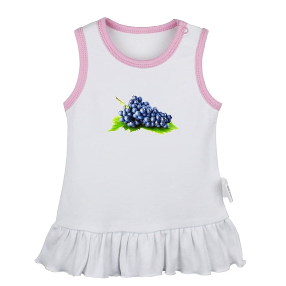 Fruit Grape Pattern Dresses For Baby, Newborn Babies Skirts, Infant Princess Dress, 0-24M Kids Graphic Clothes (White Sleeveless Dresses, 12-18 Months)