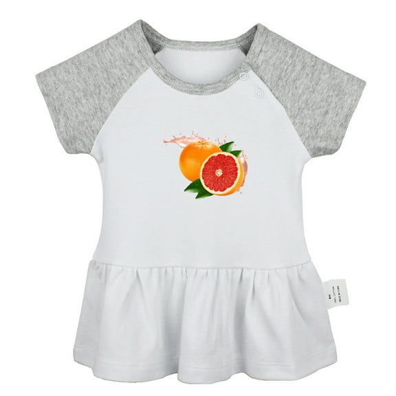 Fruit Grapefruit Pattern Dresses For Baby, Newborn Babies Skirts, Infant Princess Dress, 0-24M Kids Graphic Clothes (Gray Raglan Dresses, 0-6 Months)