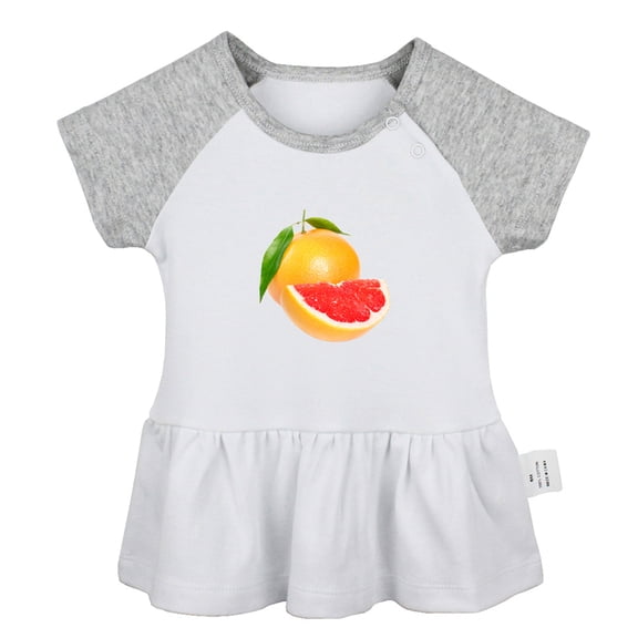 Fruit Grapefruit Pattern Dresses For Baby, Newborn Babies Skirts, Infant Princess Dress, 0-24M Kids Graphic Clothes (Gray Raglan Dresses, 12-18 Months)
