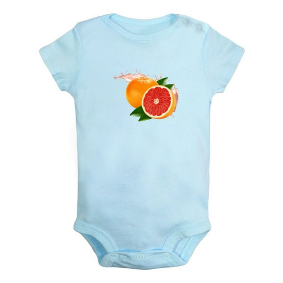 Fruit Graperfruit Image Print Rompers For Babies, Newborn Baby Unisex Bodysuits, Infant Jumpsuits, Toddler 0-24 Months Kids One-Piece Oufits (Blue, 0-6 Months)