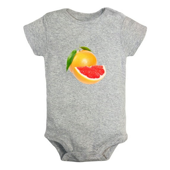 Fruit Graperfruit Image Print Rompers For Babies, Newborn Baby Unisex Bodysuits, Infant Jumpsuits, Toddler 0-24 Months Kids One-Piece Oufits (Gray, 0-6 Months)
