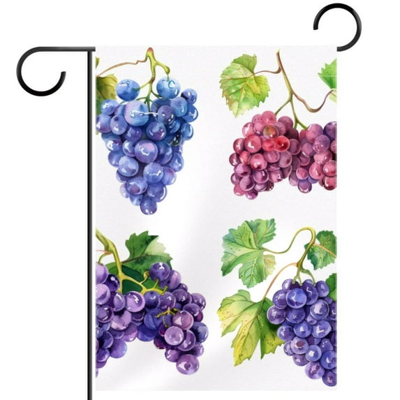 Fruit Grapes on White Background Welcome Garden Flags, 12 x 18 Inch Double Sided Outdoor Yard Flags Waterproof For Home Outside Patio Lawn Porch