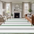thumbnail image 1 of Fruit Green Grey Stripe Washable Living Room Rugs 5'x7', Classic Modern Low Pile Throw Large Area Rugs Non-Slip Sturdy Edge Binding Carpet for Dining Room Bedside Kitchen, 1 of 9