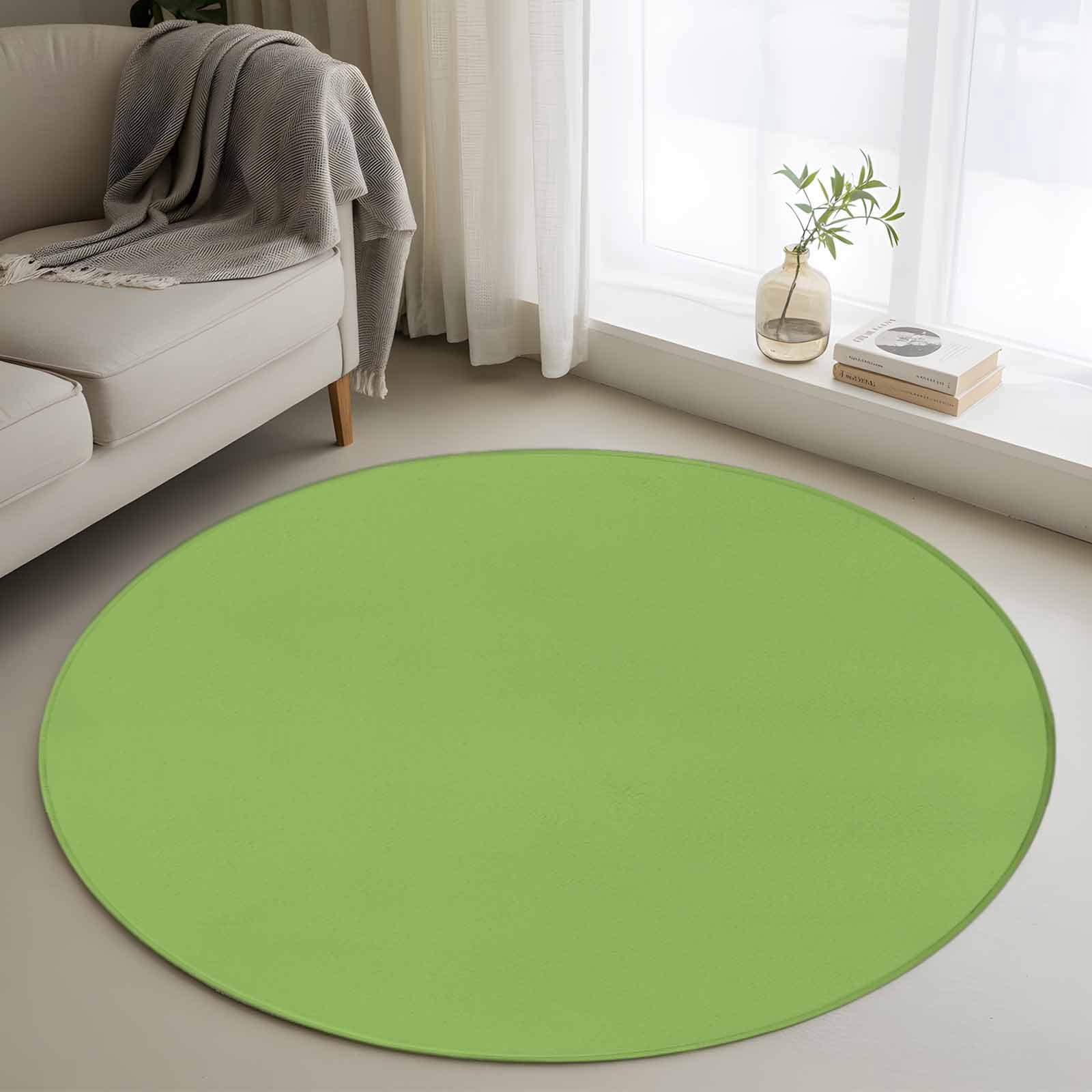Fun Green Rug Fruit Green Round Rugs 3ft, Farmhouse Solid Green Color Modern Art Non ...