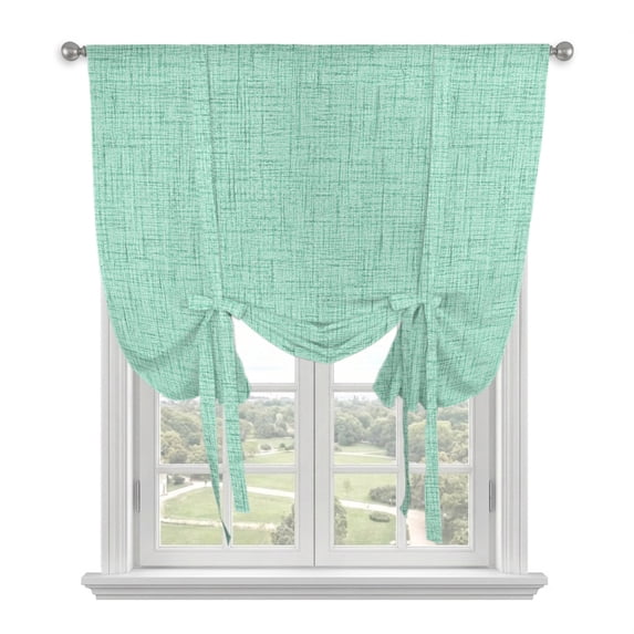 Fruit Green Tie Up Curtains for Windows, Adjustable Balloon Window Shades, Rustic Farmhouse Solid Color Kitchen Window Treatments Farmhouse Short Curtains with Rod Pocket 42"x45"