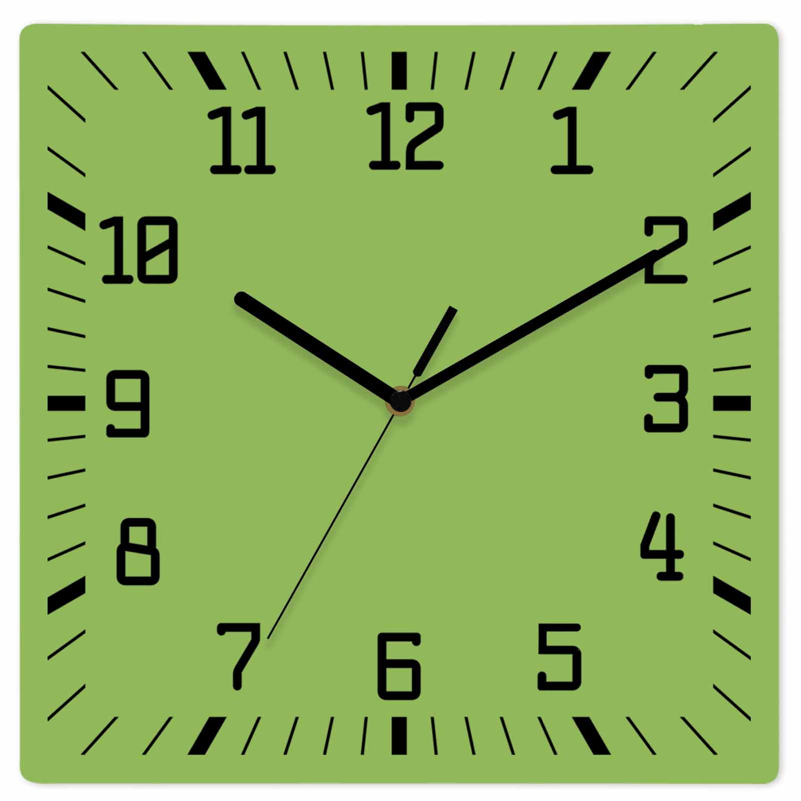 Fruit Green Wooden Wall Clock Silent Non Ticking, Farmhouse Solid Green ...