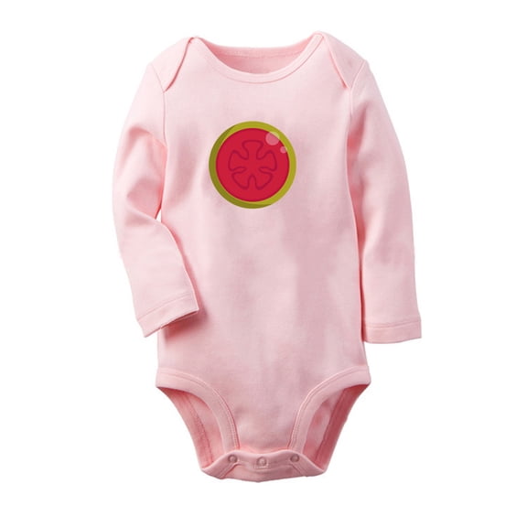Fruit Guava Image Print Cute Rompers, Newborn Baby Unisex Bodysuits, Infant Jumpsuits, Toddler 0-12 Months Kids Long Sleeves Oufits (Pink, 0-6 Months)