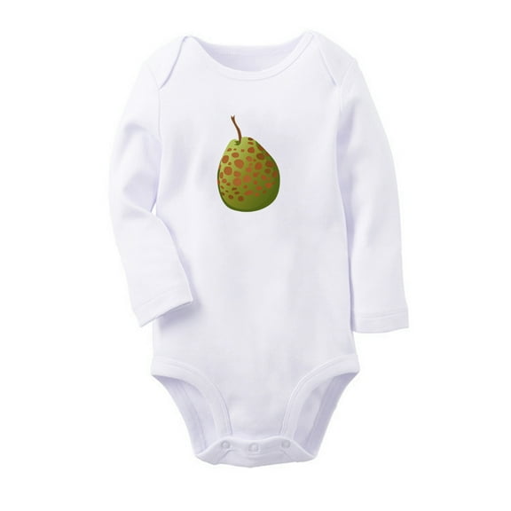 Fruit Guava Image Print Cute Rompers, Newborn Baby Unisex Bodysuits, Infant Jumpsuits, Toddler 0-12 Months Kids Long Sleeves Oufits (White, 6-12 Months)