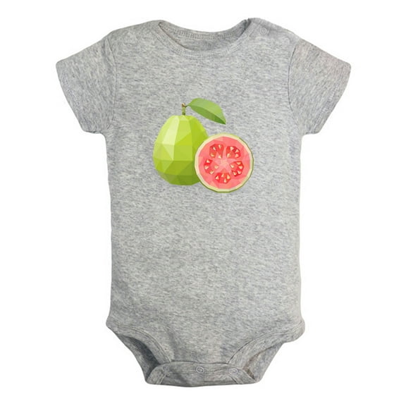 Fruit Guava Image Print Rompers For Babies, Newborn Baby Unisex Bodysuits, Infant Jumpsuits, Toddler 0-24 Months Kids One-Piece Oufits (Gray, 0-6 Months)