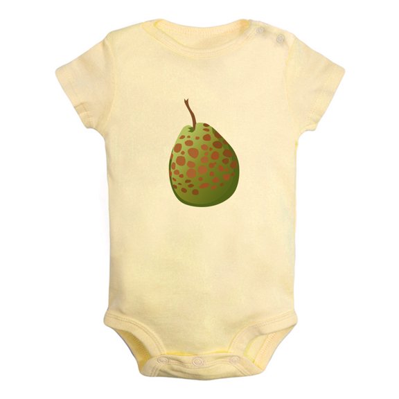 Fruit Guava Image Print Rompers For Babies, Newborn Baby Unisex Bodysuits, Infant Jumpsuits, Toddler 0-24 Months Kids One-Piece Oufits (Yellow, 6-12 Months)
