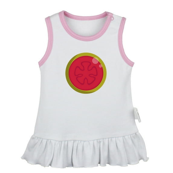 Fruit Guava Pattern Dresses For Baby, Newborn Babies Skirts, Infant Princess Dress, 0-24M Kids Graphic Clothes (White Sleeveless Dresses, 0-6 Months)