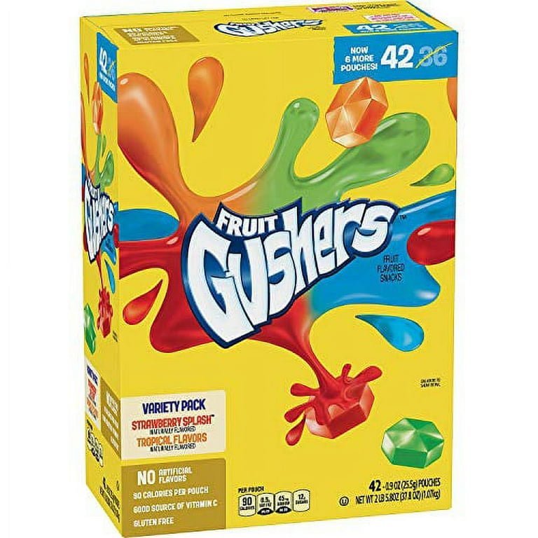 Fruit Gushers, Strawberry Splash and Fruit Tropical Flavors