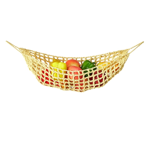 Fruit Hammock for Kitchen Under Cabinet - Large Macrame Fruit Hammock for Kitchen Décor - Storage That Saves Counter For More Counter Space at Home, Boat, or Rv,with 2 Hooks