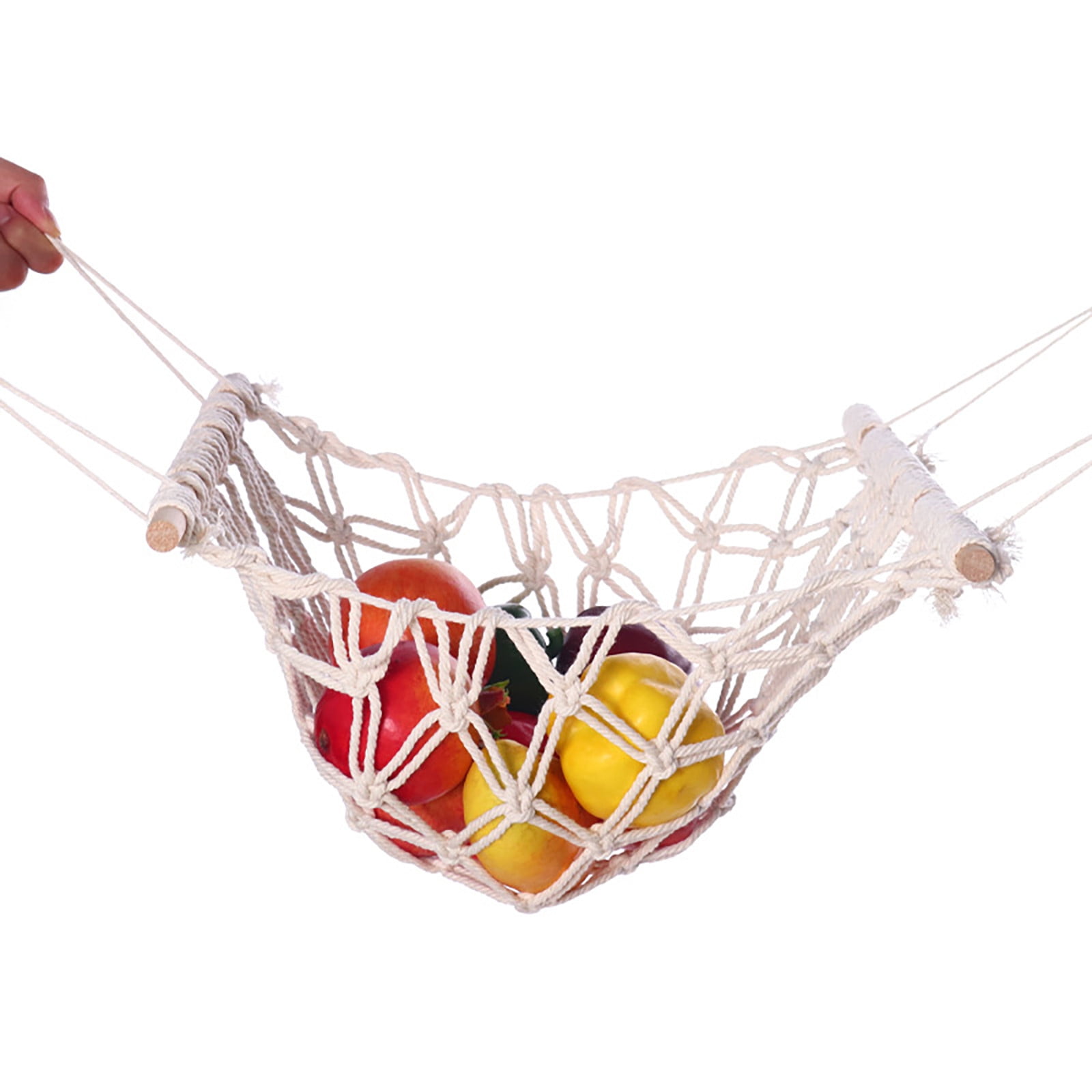 Fruit Hanging Basket Vegetable Storage Bags, Hanging Fruit Hammock Under Cabinet Hanging Basket Includes Hooks, Amacas Kitchen Hammock under Cabinet Convenient Fruit Basket
