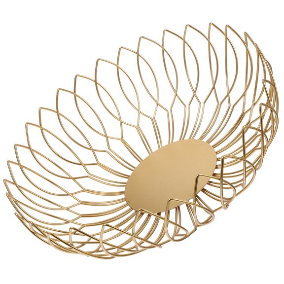FELTECHELECTR Fruit Bowl Modern Small Wire Basket Golden Iron 1Set 11.00X11.00X3.73In