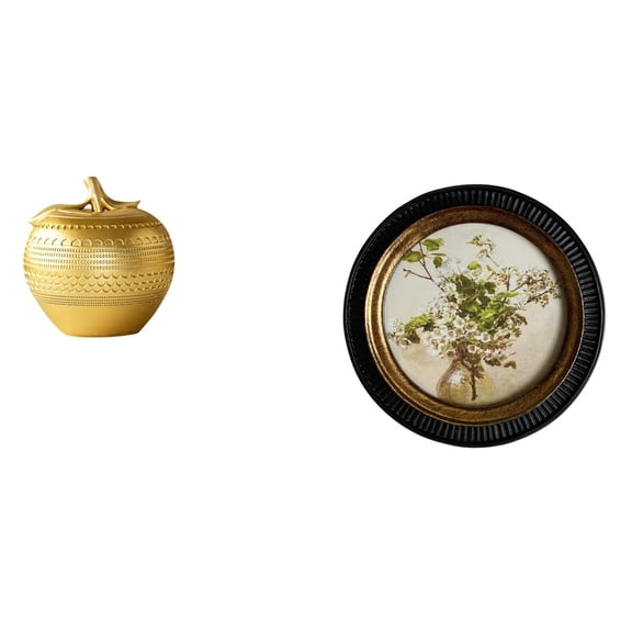 Fruit Home Decor Resin Sculpture Round Picture Frame Antique Embossed for Living Room Office Gift