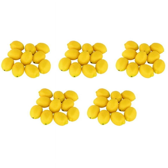 Fake Fruit Home House Kitchen Party Decoration Artificial Lifelike Simulation Yellow Lemon 50Pcs Set
