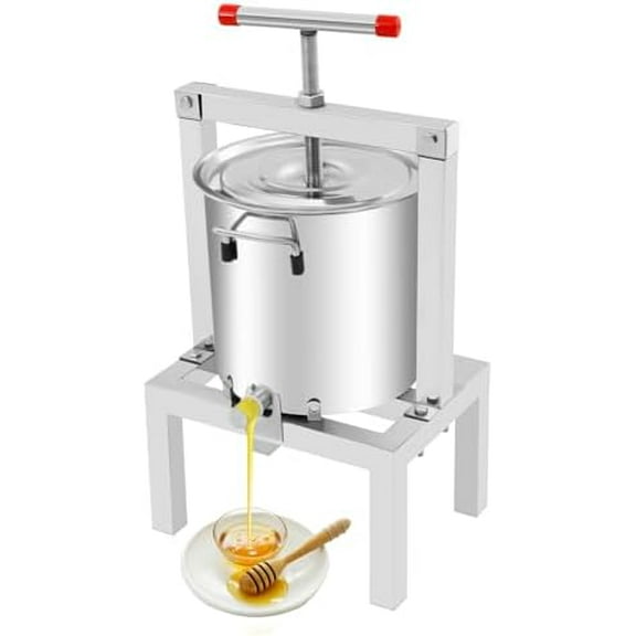 Fruit Honey Presser, 2.6Gal DIY Beeswax Extractor Stainless Steel Manual Grape Presser Fruit Wine Press Extractor Large Bucket Juice Extractors Large Capacity Juice Extraction Machine for Homes Farms