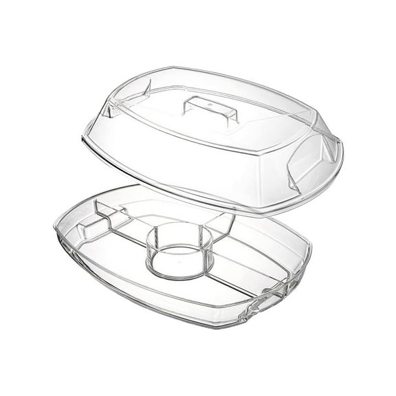 Fruit Ice Serving Tray 4 Compartments Salad Platter Shrimp Serving Dish Shatterproof Transparent Removable 3 Layer Multipurpose for Parties