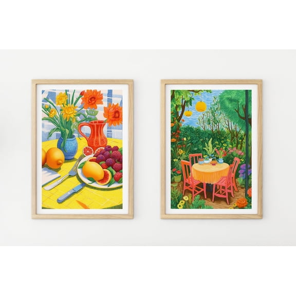 Fruit Illustration Art Prints Colorful Kitchen Wall Decor For Home Gallery Set 2 Unframed Paper Print 8x12