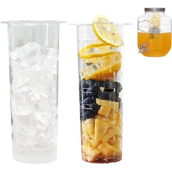 Fruit Infuser & Ice Cylinder for 1 Gallon Drink Dispensers,Compatible with 1 Gallon Mason Jars,Glass Pitchers Containers,Leak Proof Accessories for Iced Tea,Lemonade,Fruit Infused Water Drinks